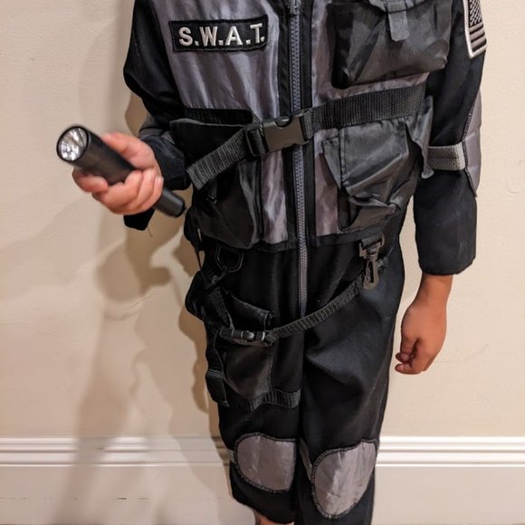Genuine Teetot and Co. Swat Police Uniform Costume with Flashlight Size 3-4 - Picture 2 of 4